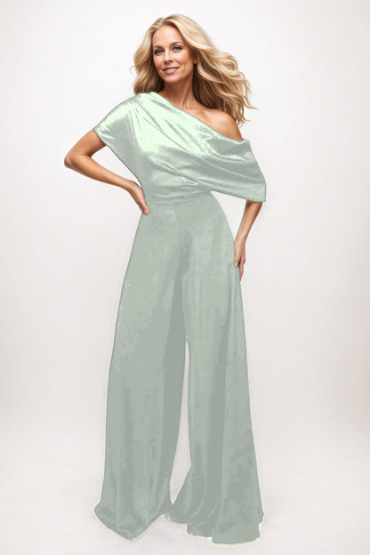 Jumpsuit Maxi Elastic Satin Chiffon Mother of the Bride Dresses CM0391