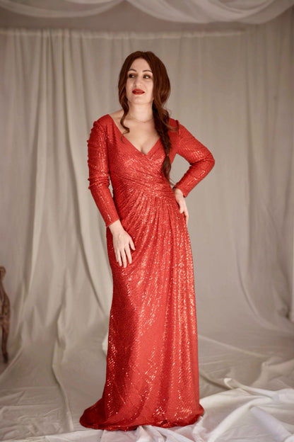 Sheath-Column Maxi Sequined Mother of the Bride Dresses CM0394