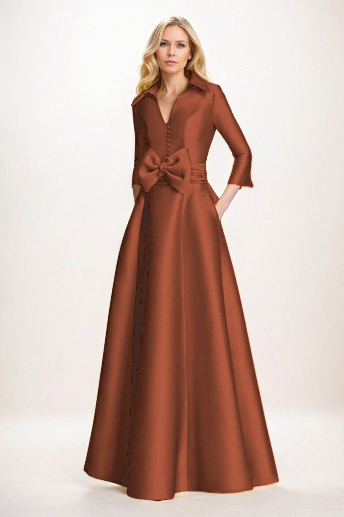 A-Line Maxi Satin Mother of the Bride Dresses CM0402