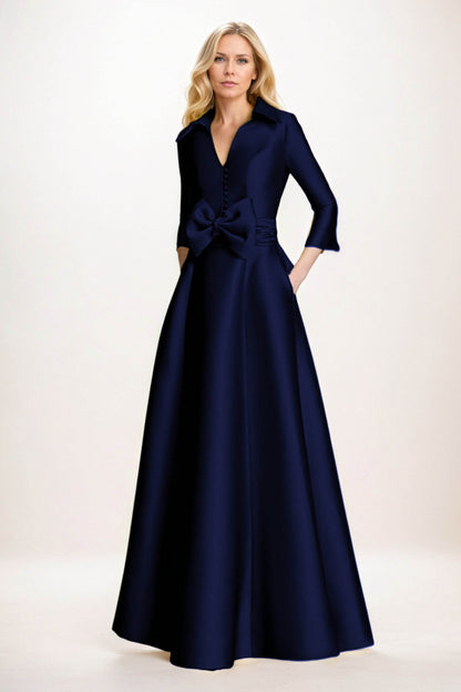 A-Line Maxi Satin Mother of the Bride Dresses CM0402