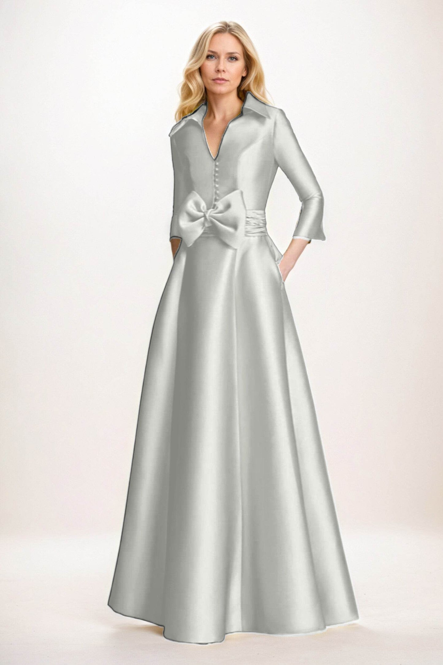 A-Line Maxi Satin Mother of the Bride Dresses CM0402