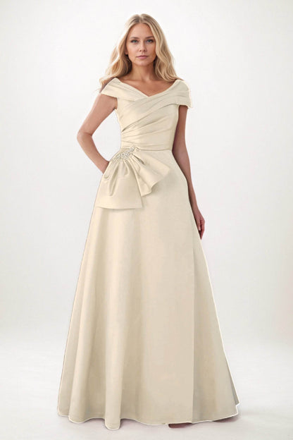 A-Line Maxi Satin Mother of the Bride Dresses CM0403