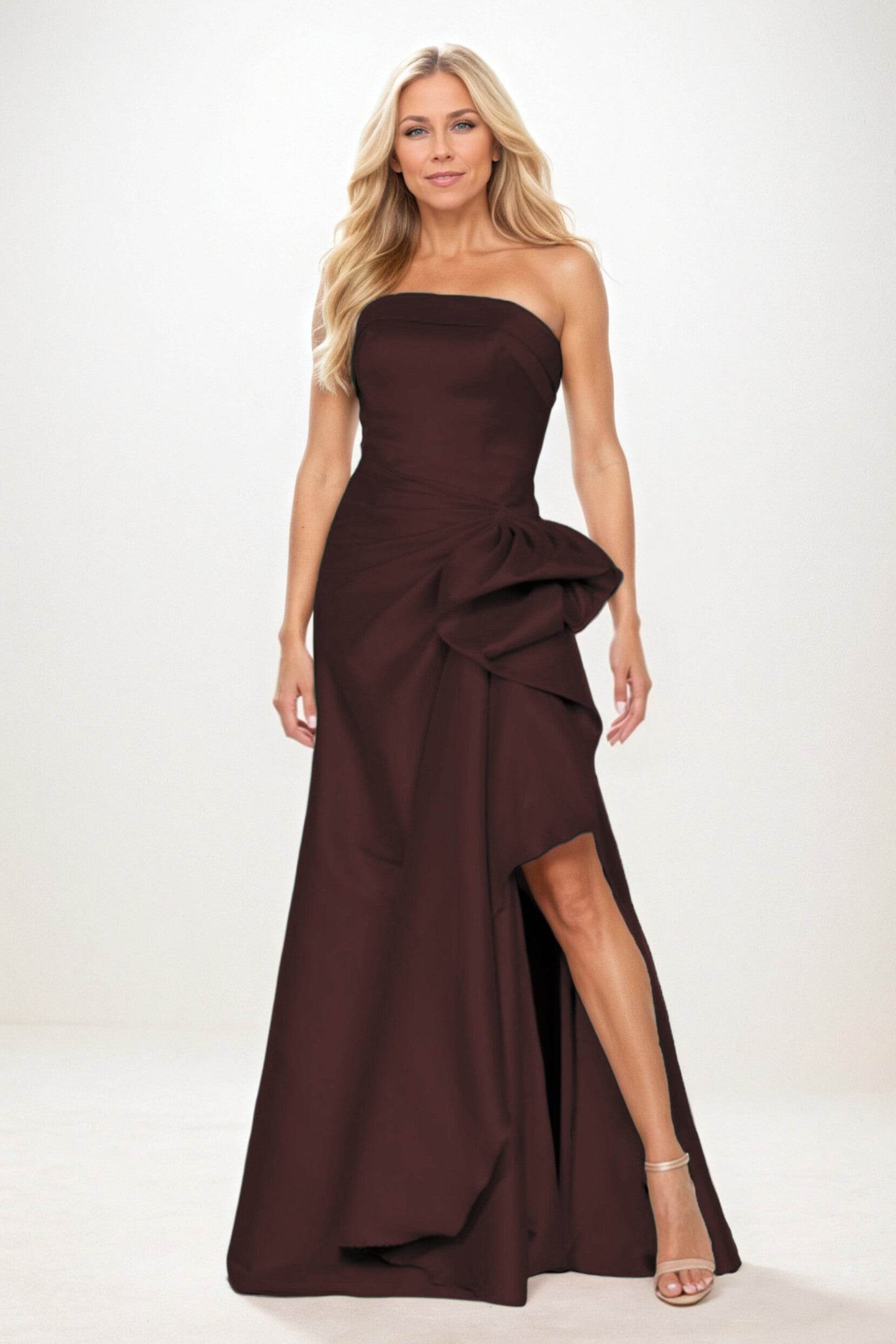 Sheath-Column Maxi Satin Mother of the Bride Dresses CM0404