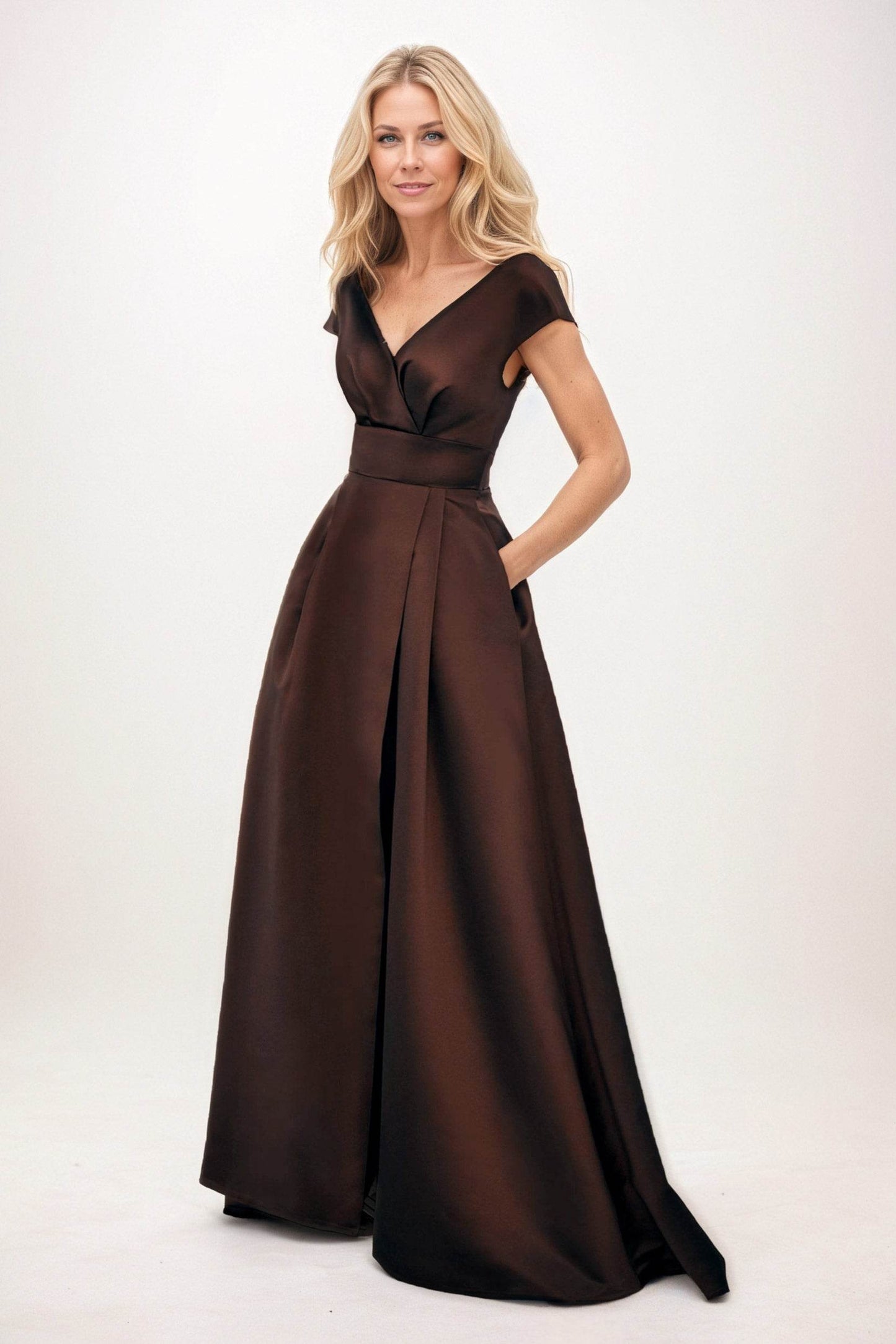 A-Line Maxi Satin Mother of the Bride Dresses CM0408