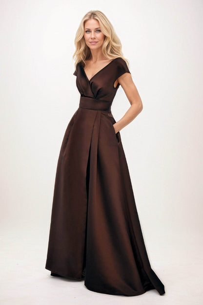 A-Line Maxi Satin Mother of the Bride Dresses CM0408