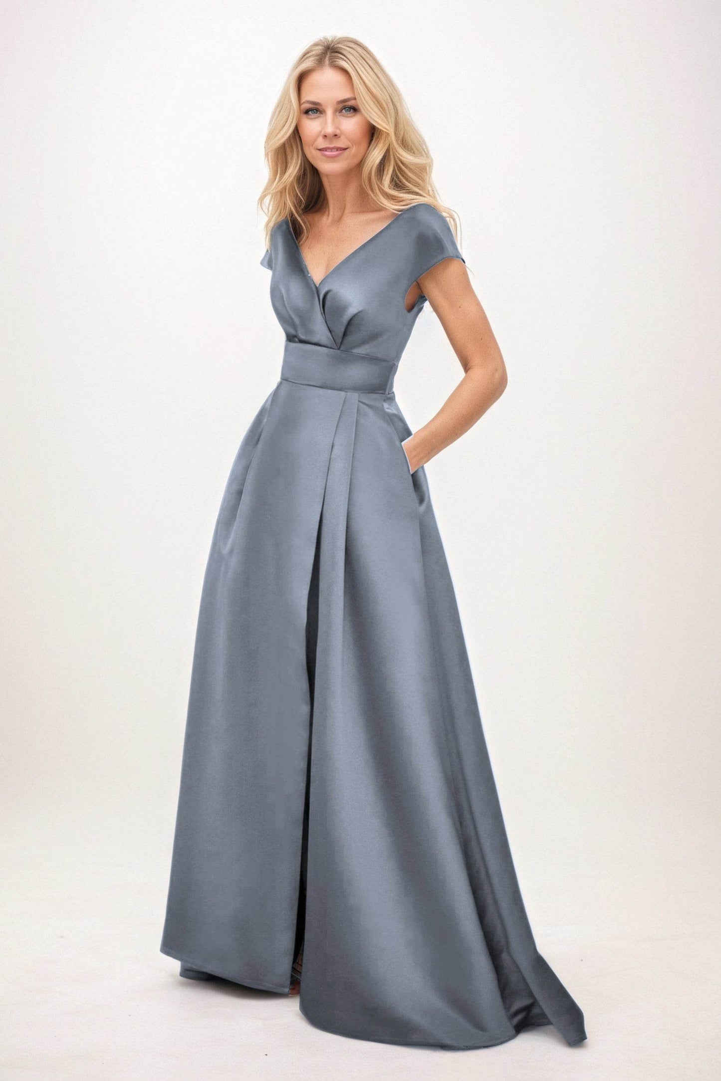 A-Line Maxi Satin Mother of the Bride Dresses CM0408