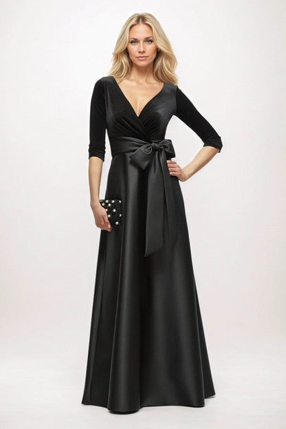 A-Line Maxi Velvet Satin Mother of the Bride Dresses CM0409