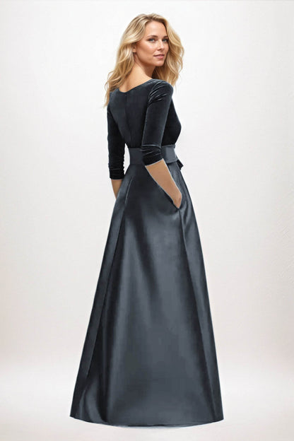 A-Line Maxi Velvet Satin Mother of the Bride Dresses CM0409