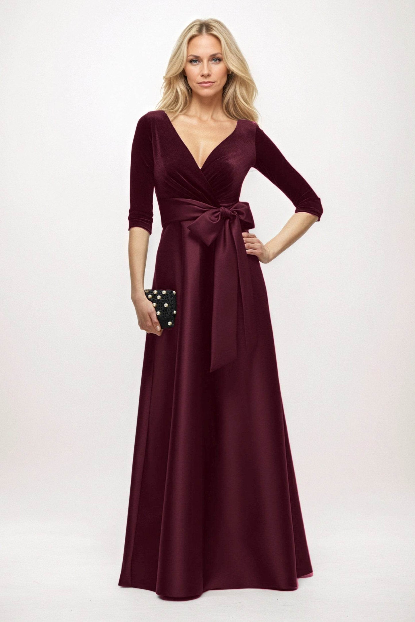 A-Line Maxi Velvet Satin Mother of the Bride Dresses CM0409