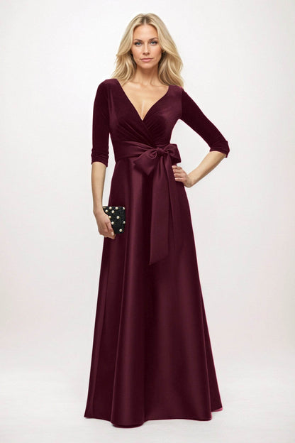 A-Line Maxi Velvet Satin Mother of the Bride Dresses CM0409