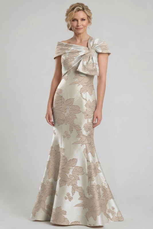 Trumpet-Mermaid Floor Length Jacquard Mother of the Bride Dress CM0414