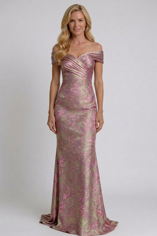 Sheath-Column Floor Length Jacquard Mother of the Bride Dress CM0416