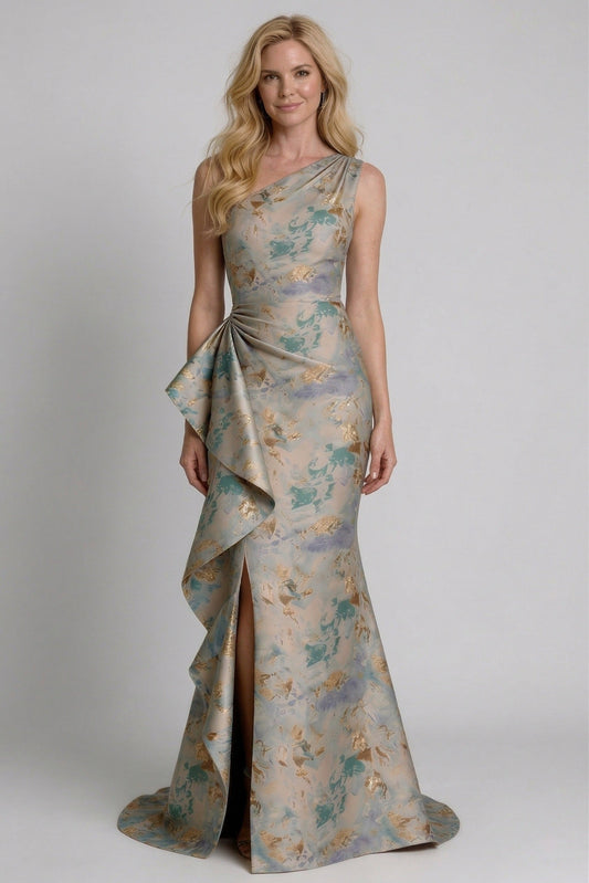 Trumpet-Mermaid Floor Length Jacquard Mother of the Bride Dress CM0419