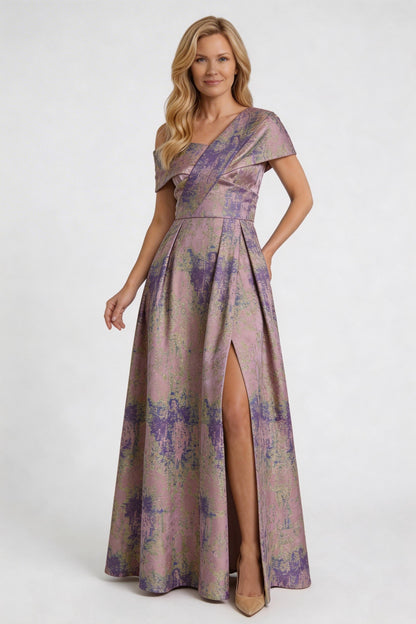 A-Line Floor Length Jacquard Mother of the Bride Dress CM0422