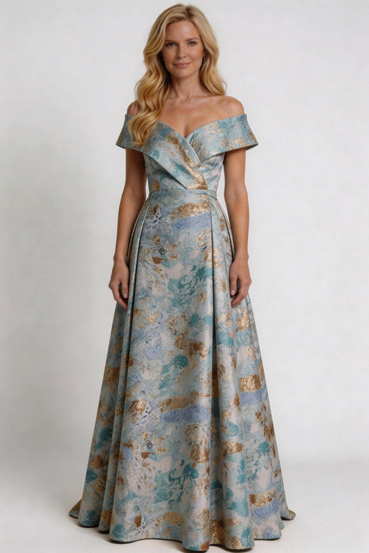 A-Line Floor Length Jacquard Mother of the Bride Dress CM0430