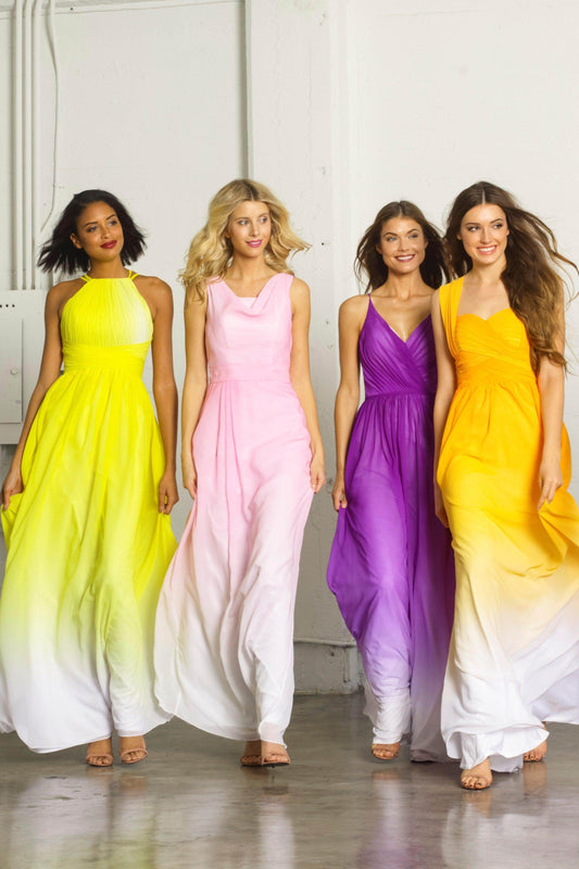 Sheath-Column Floor Length Chiffon Ombre Dress COZF17013