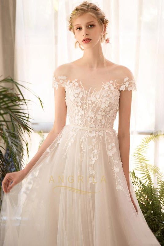 Embroidered Organza Wedding Dresses with Applique