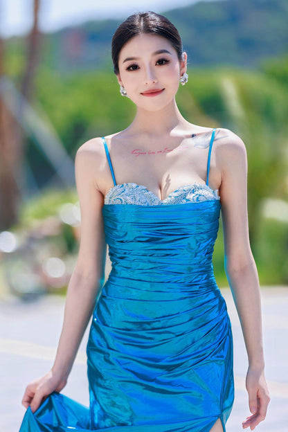 Sheath-Column Floor Length Hot Stamping Cloth Prom Dress CS0502