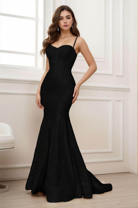 Trumpet-Mermaid Sweep-Brush Train Sequined Prom Dress CS0430