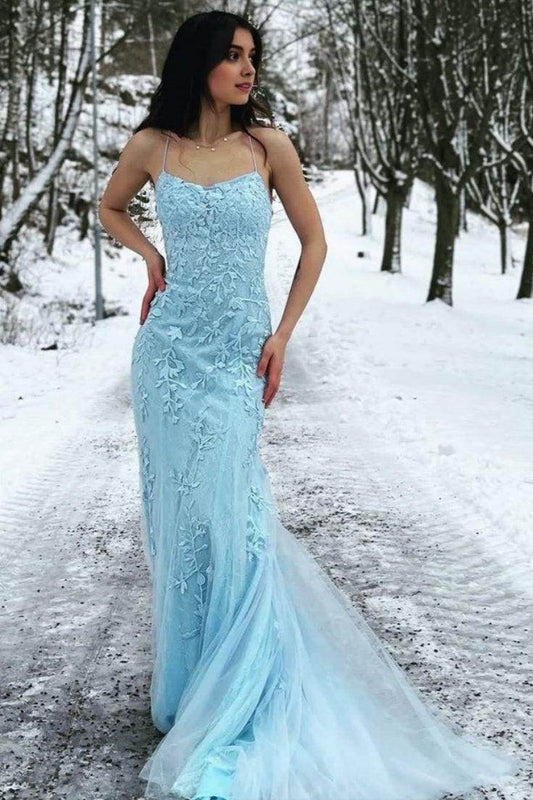 Sheath-Column Floor Length Tulle Prom Dress CS0489