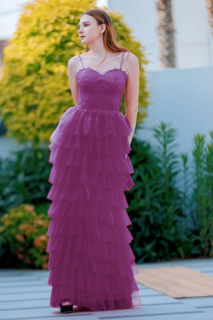Sheath-Column Floor Length Tulle Prom Dress CS0496