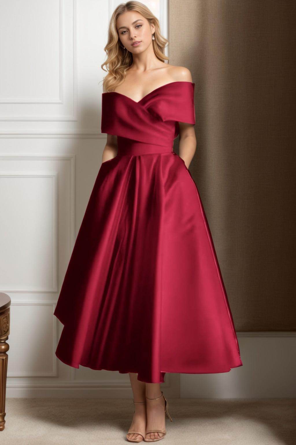A-Line Ankle Length Satin Graduation Dresses CS0564