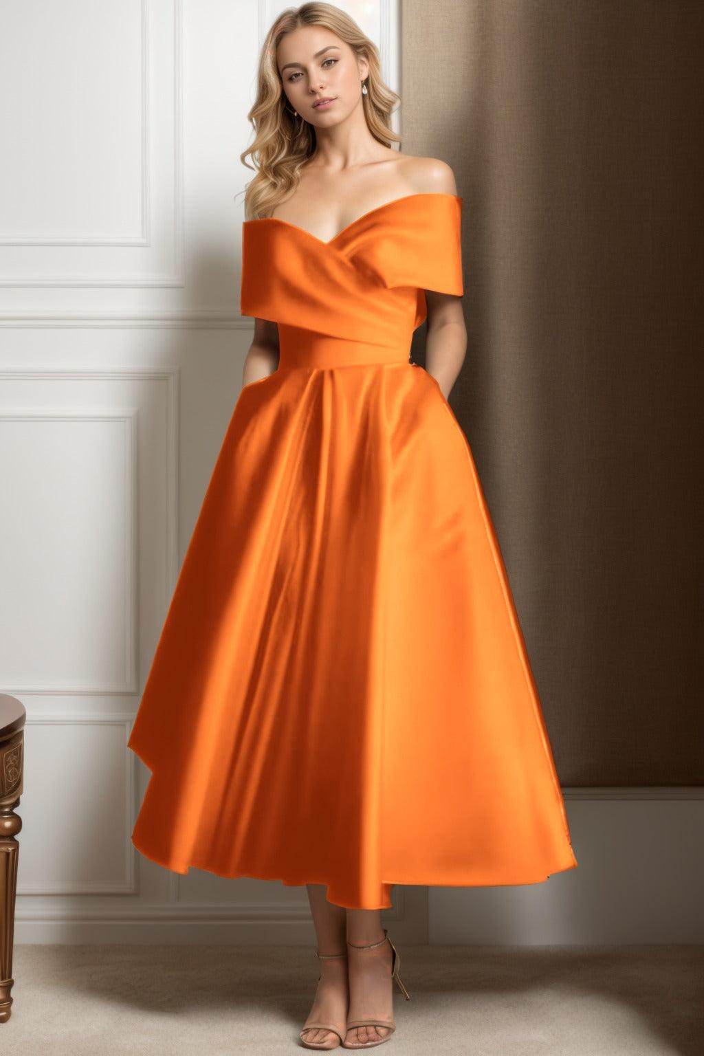 A-Line Ankle Length Satin Graduation Dresses CS0564