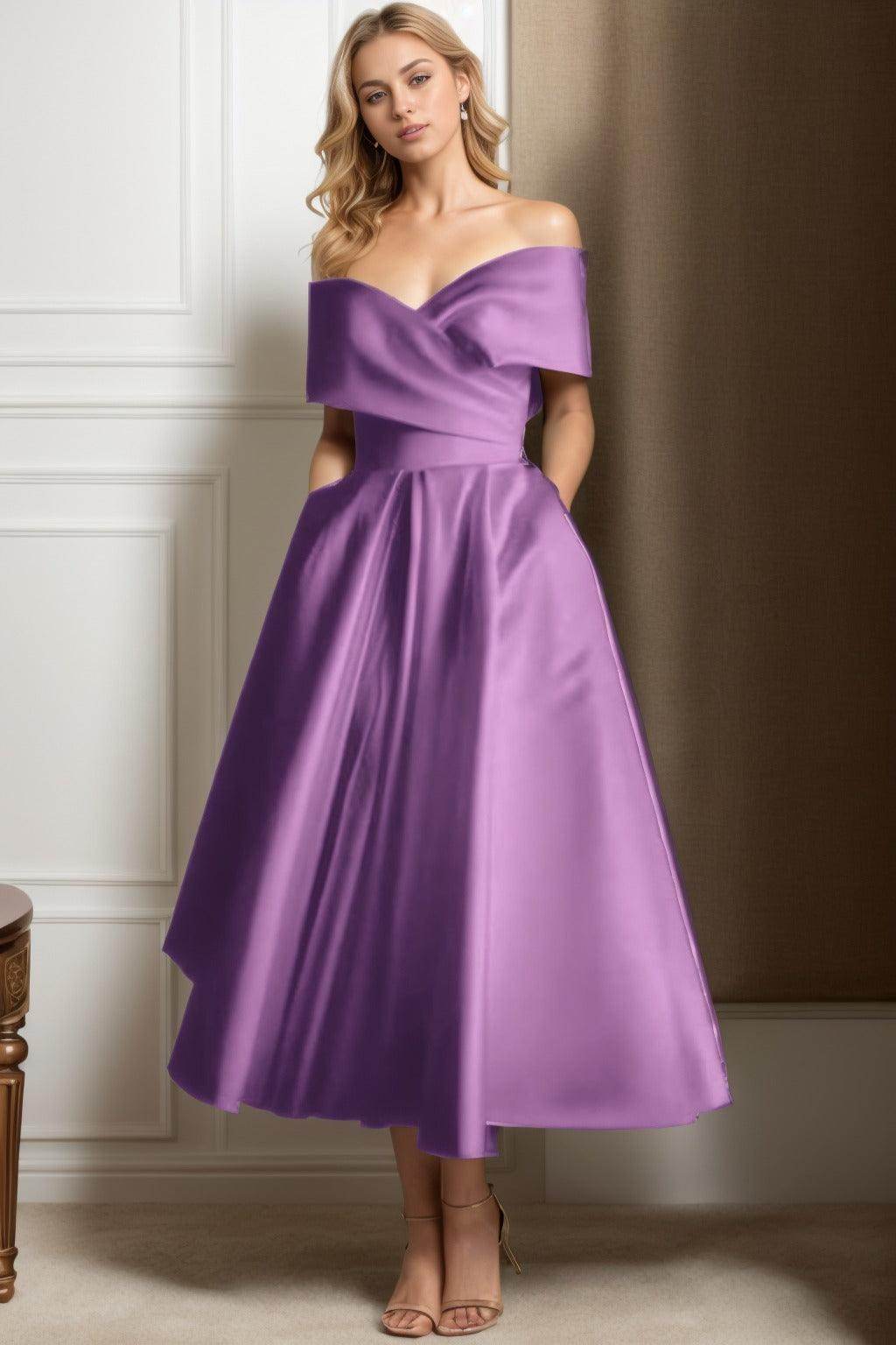 A-Line Ankle Length Satin Graduation Dresses CS0564