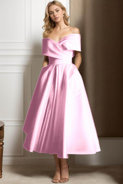 A-Line Ankle Length Satin Graduation Dresses CS0564