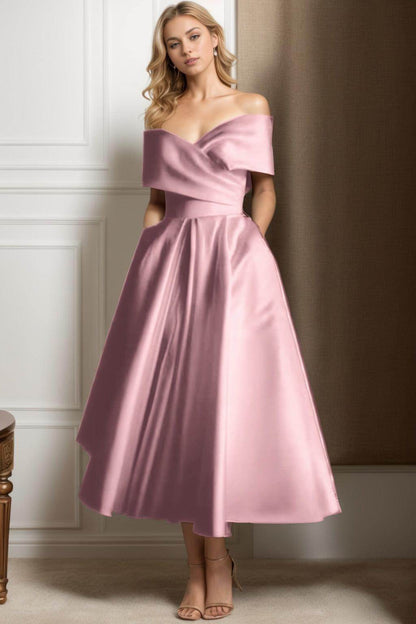 A-Line Ankle Length Satin Graduation Dresses CS0564