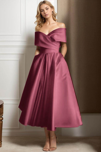 A-Line Ankle Length Satin Graduation Dresses CS0564