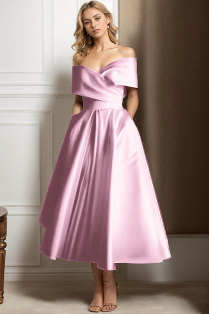 A-Line Ankle Length Satin Graduation Dresses CS0564