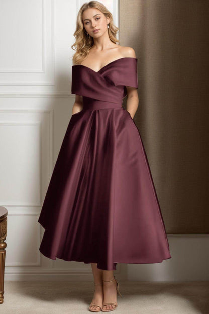 A-Line Ankle Length Satin Graduation Dresses CS0564