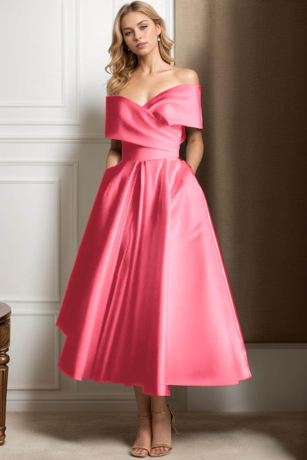 A-Line Ankle Length Satin Graduation Dresses CS0564