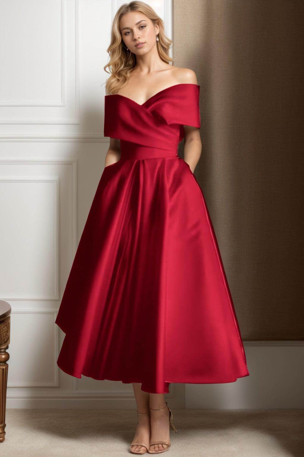 A-Line Ankle Length Satin Graduation Dresses CS0564