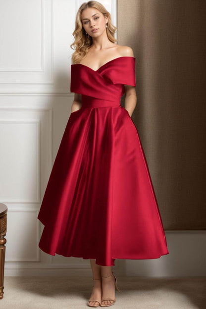 A-Line Ankle Length Satin Graduation Dresses CS0564