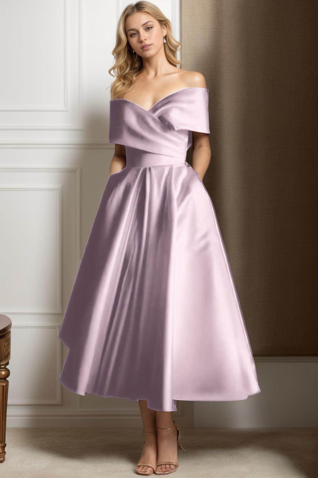 A-Line Ankle Length Satin Graduation Dresses CS0564