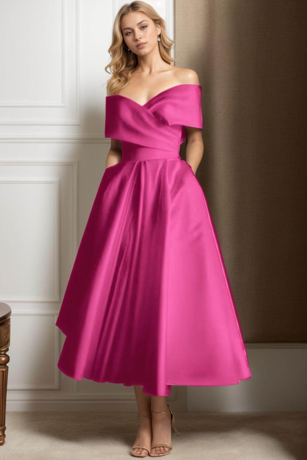 A-Line Ankle Length Satin Graduation Dresses CS0564