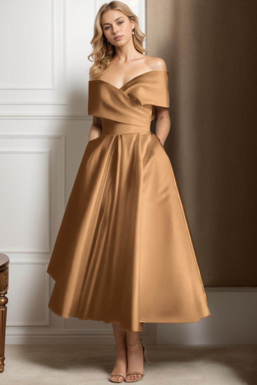A-Line Ankle Length Satin Graduation Dresses CS0564
