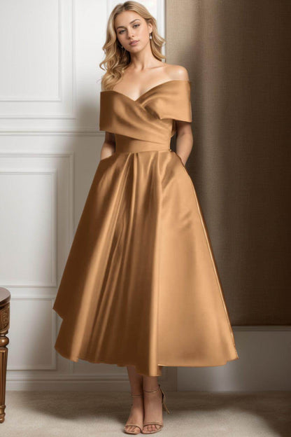 A-Line Ankle Length Satin Graduation Dresses CS0564