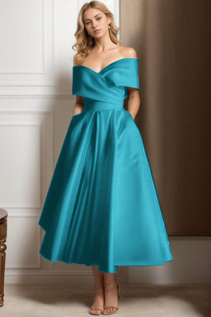 A-Line Ankle Length Satin Graduation Dresses CS0564