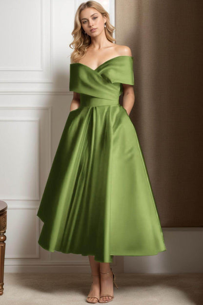A-Line Ankle Length Satin Graduation Dresses CS0564