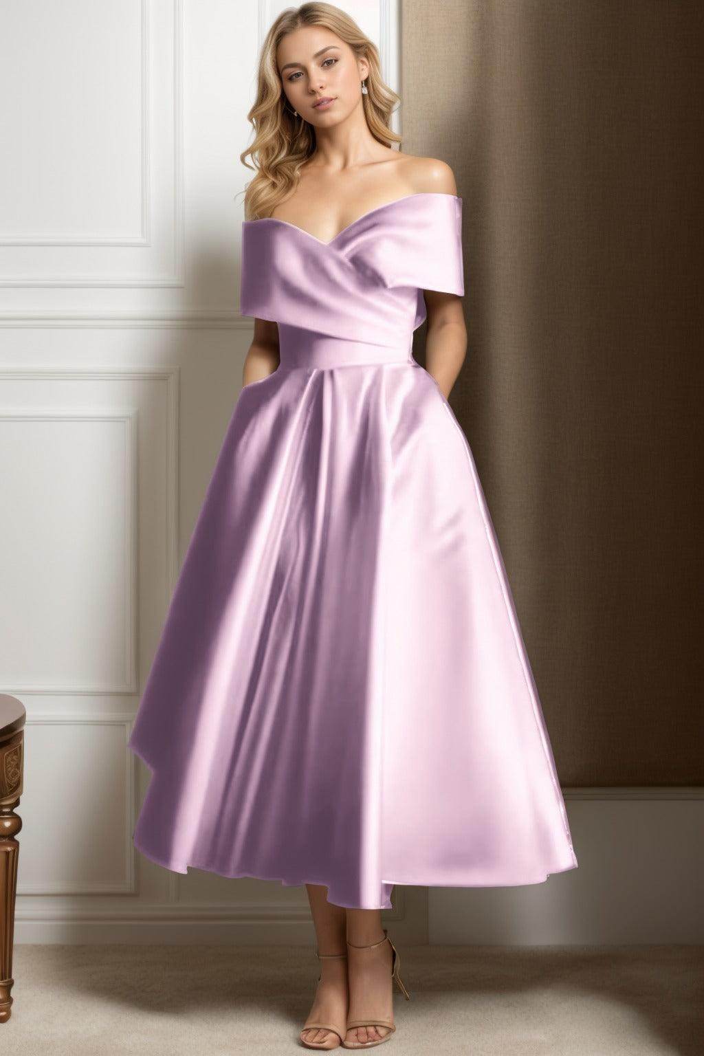 A-Line Ankle Length Satin Graduation Dresses CS0564