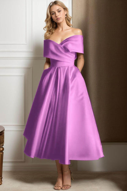 A-Line Ankle Length Satin Graduation Dresses CS0564