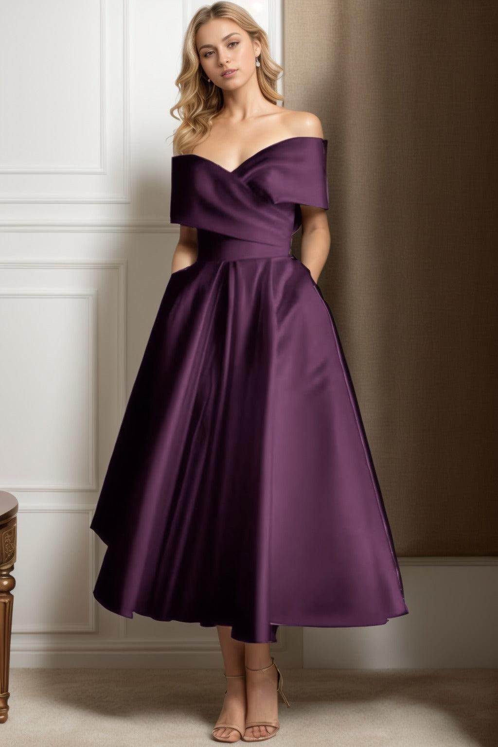 A-Line Ankle Length Satin Graduation Dresses CS0564