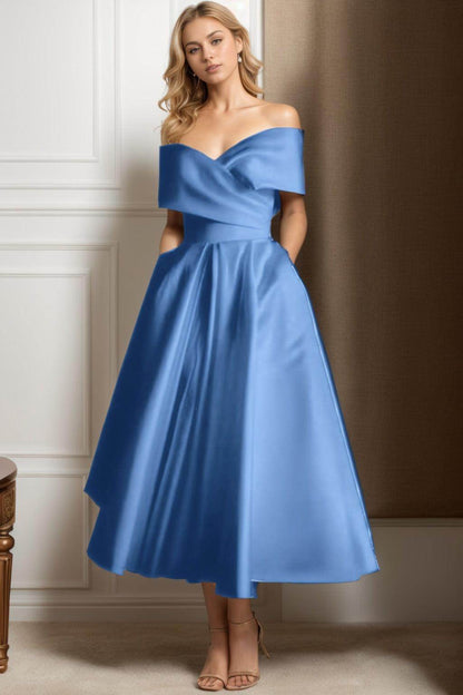 A-Line Ankle Length Satin Graduation Dresses CS0564
