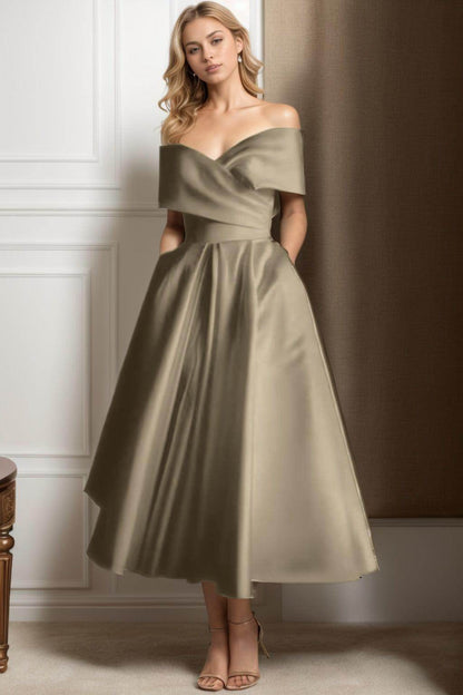 A-Line Ankle Length Satin Graduation Dresses CS0564
