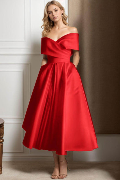 A-Line Ankle Length Satin Graduation Dresses CS0564