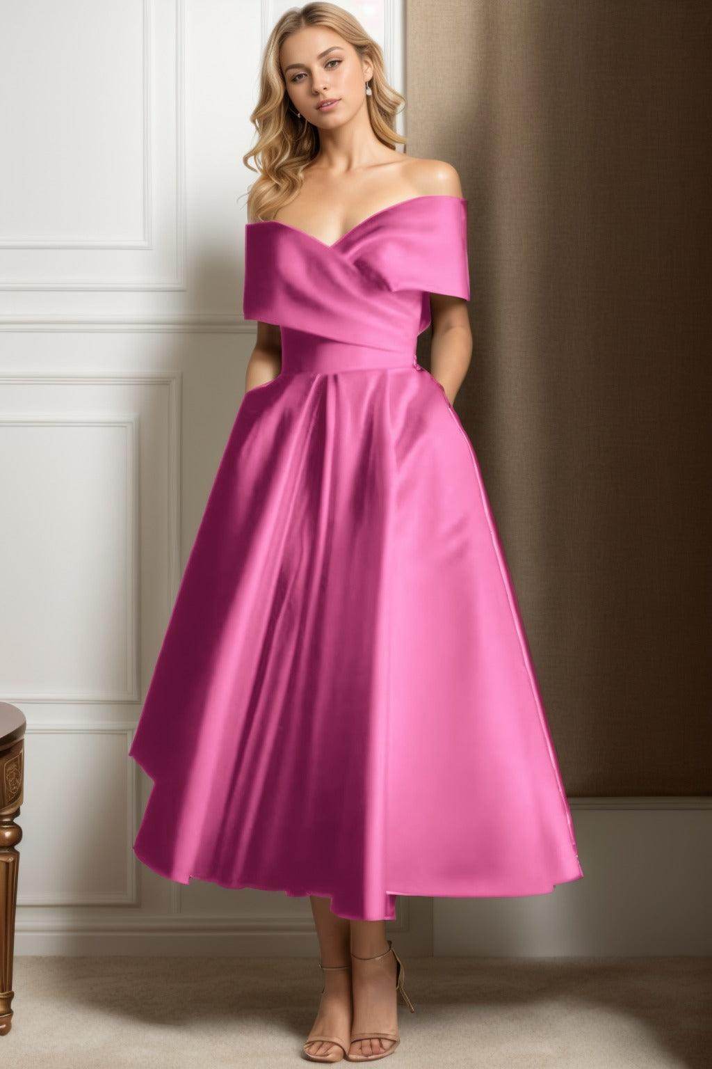 A-Line Ankle Length Satin Graduation Dresses CS0564