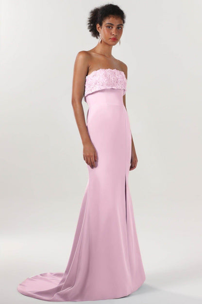 Trumpet-Mermaid Sweep-Brush Train Stretch Crepe Bridesmaid Dress CS0591BM